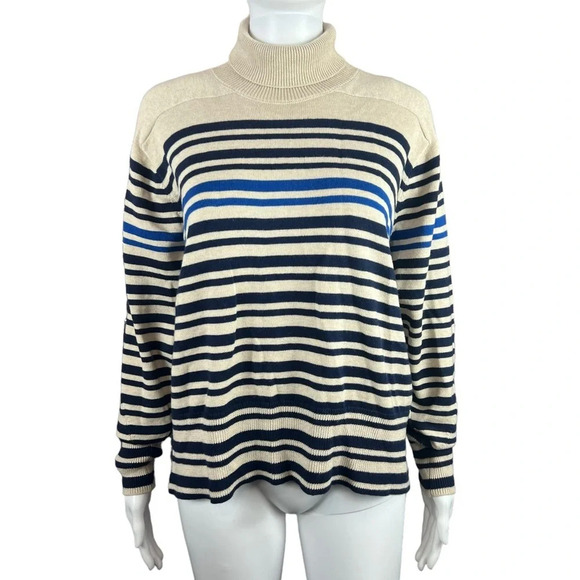 NWT Rag & Bone Ann Striped Turtleneck Sweater in Oatmeal Multi - Picture 5 of 13